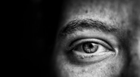 up close black and white photo of a persons eye