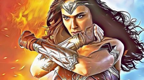 Watercolour painting of Wonder Woman